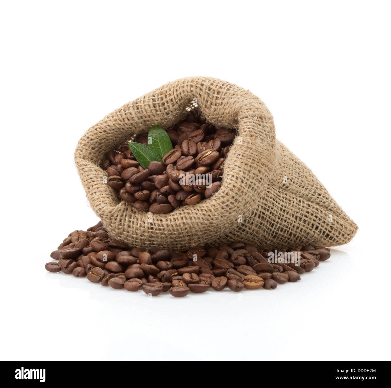 coffee beans in bag isolated on white background Stock Photo - Alamy