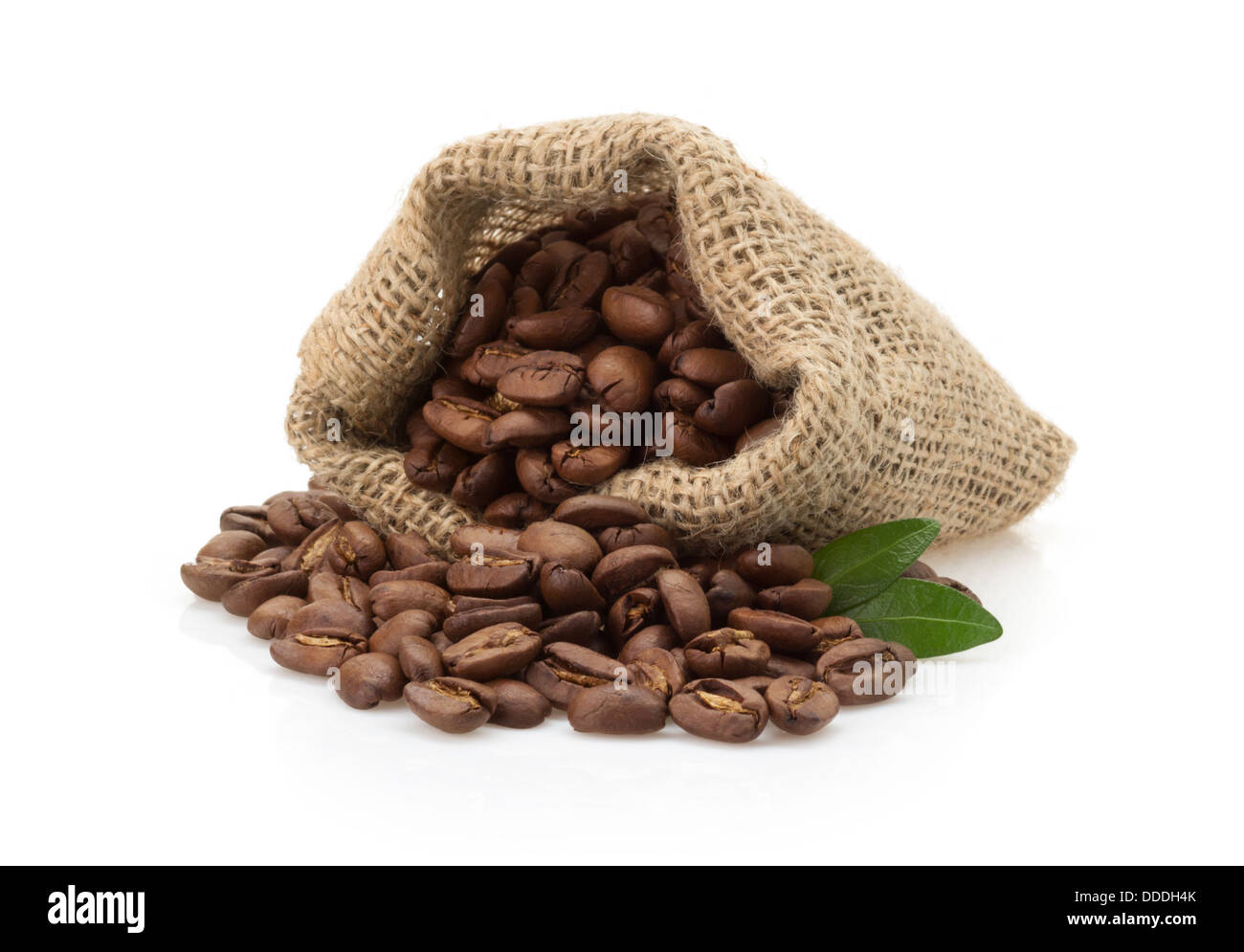 coffee beans in bag isolated on white background Stock Photo - Alamy