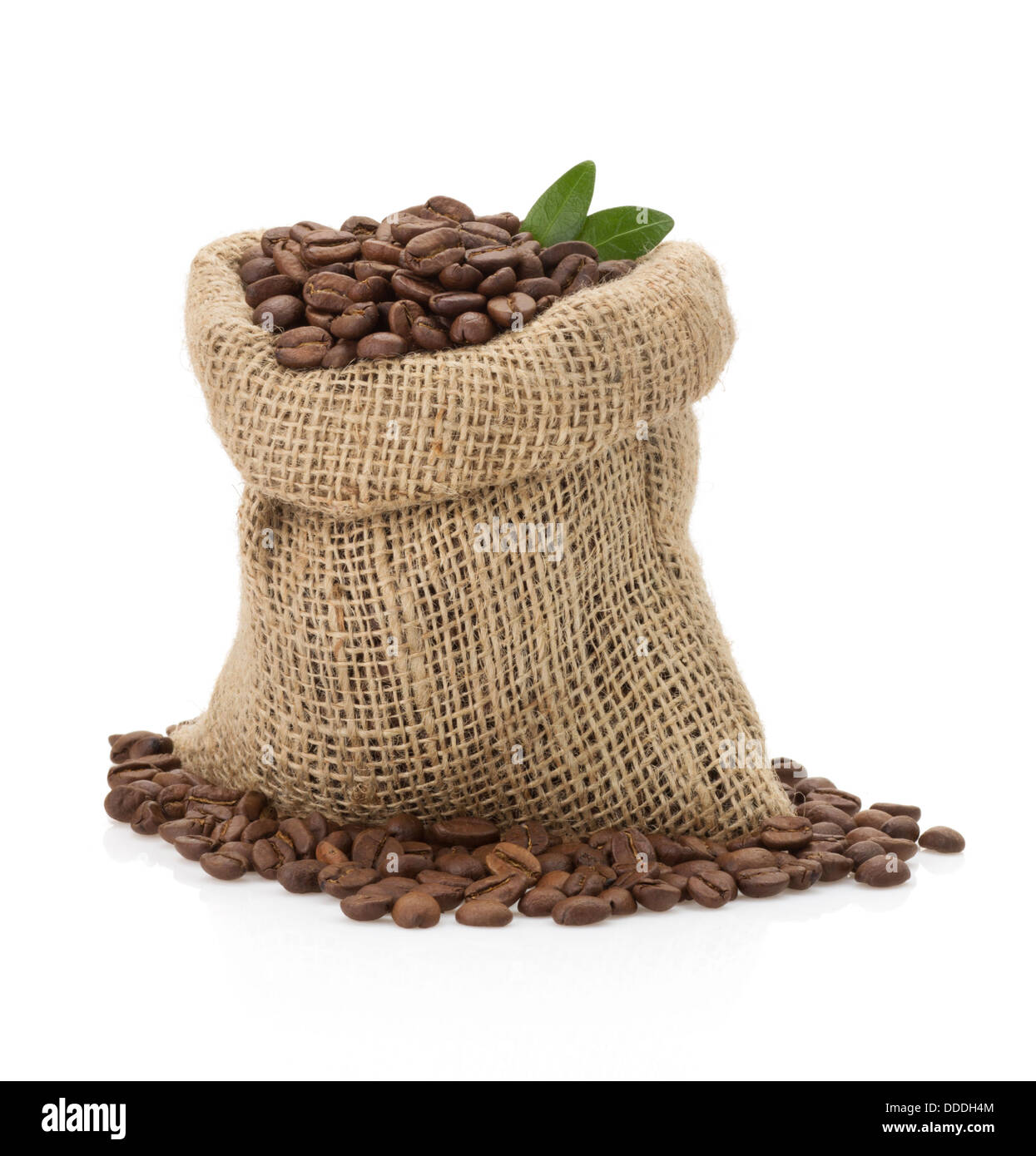 coffee beans in bag isolated on white background Stock Photo - Alamy