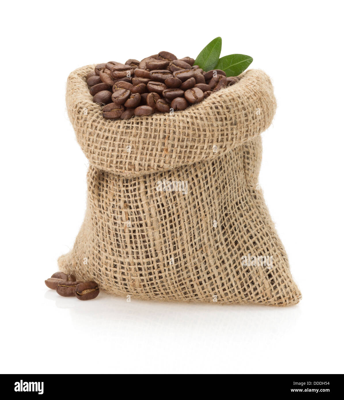 coffee beans in bag isolated on white background Stock Photo - Alamy