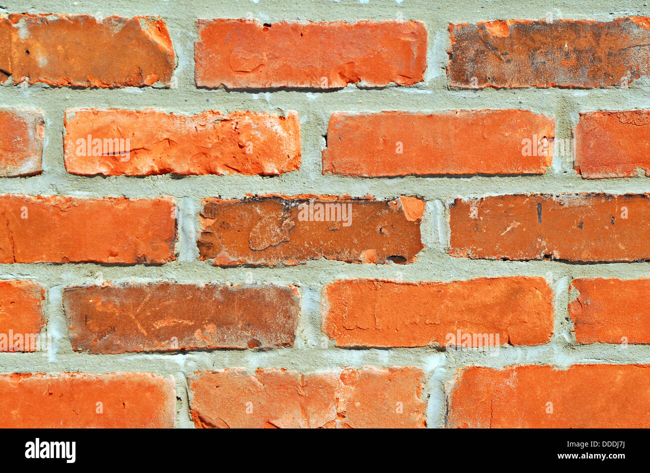 Old Red Brick And Mortar Wall Background Stock Photo