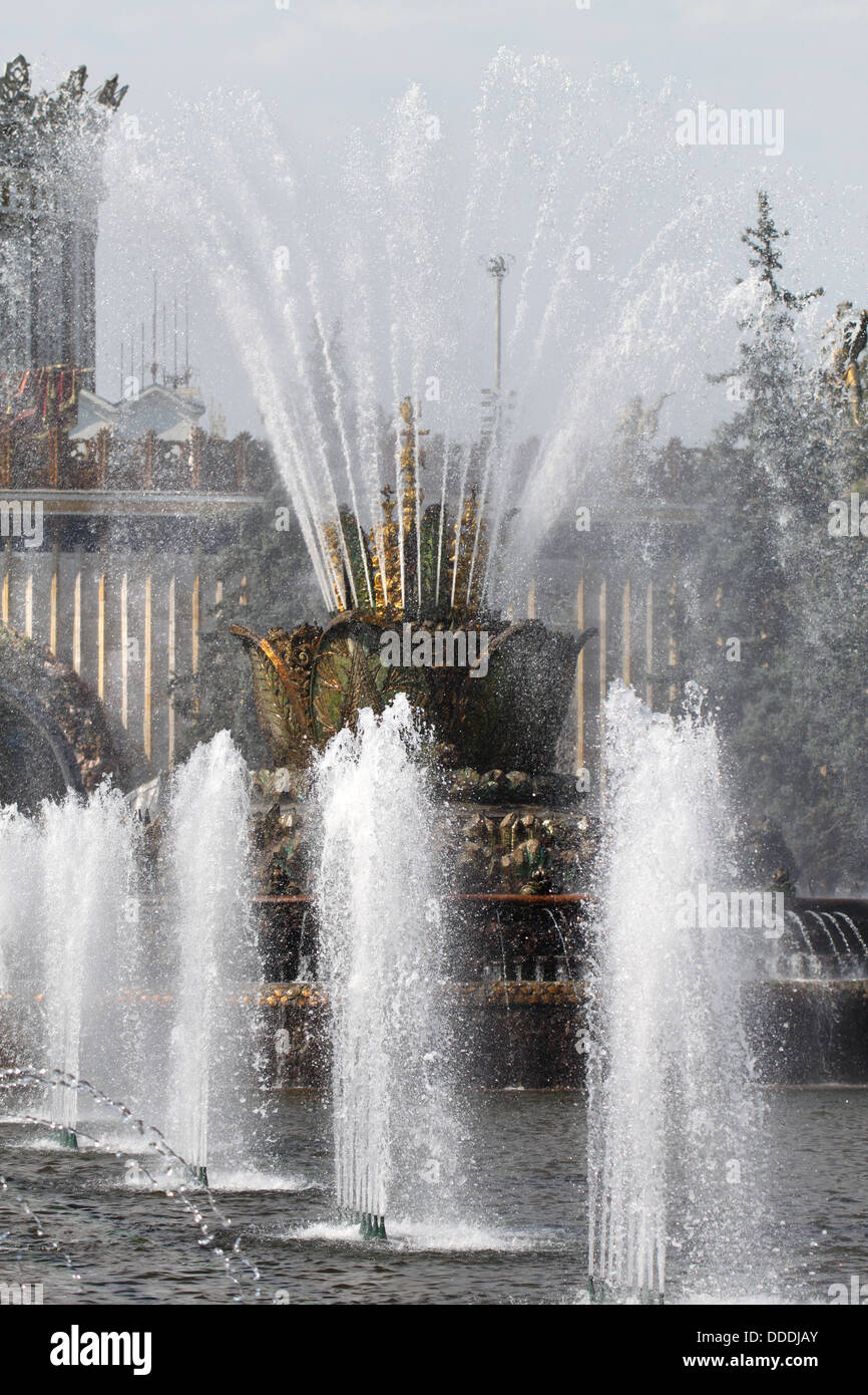 Beautiful fountain in Moscow at the exhibition Stock Photo