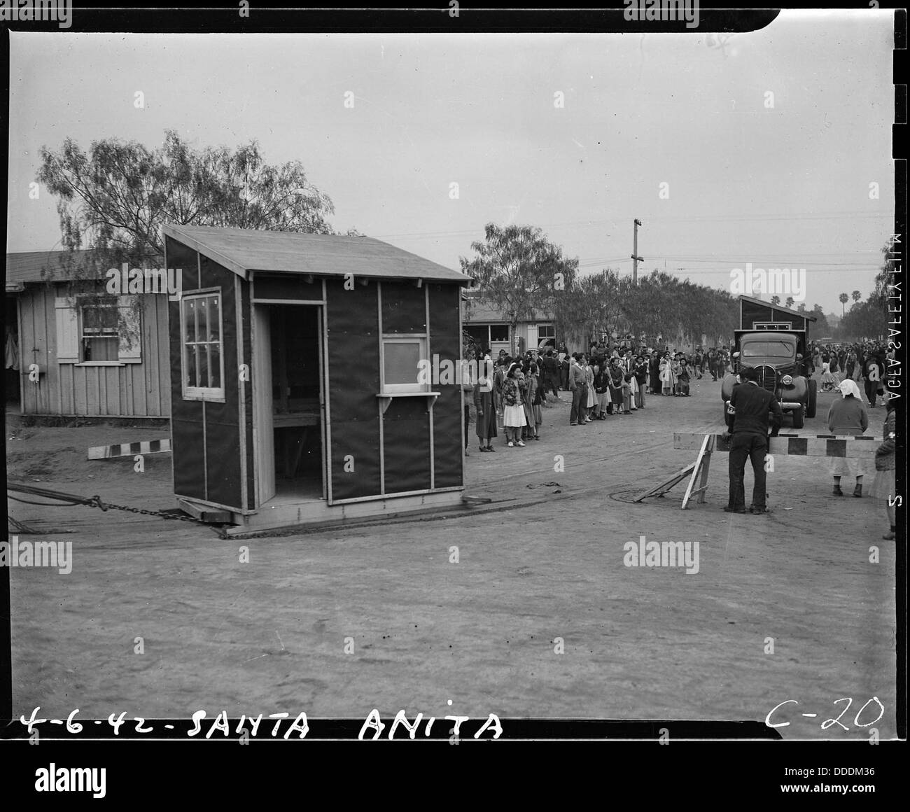 Arcadia, California. Evacuees watching transformation of Santa Anita