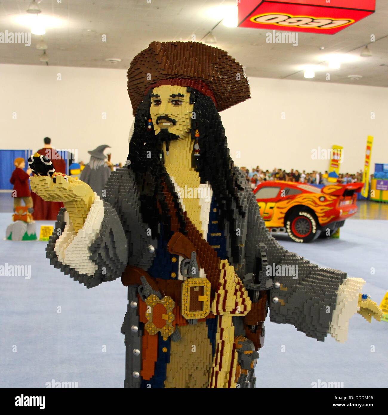Captain Jack Sparrow from Pirates of the Caribbean at a LEGO convention. Stock Photo