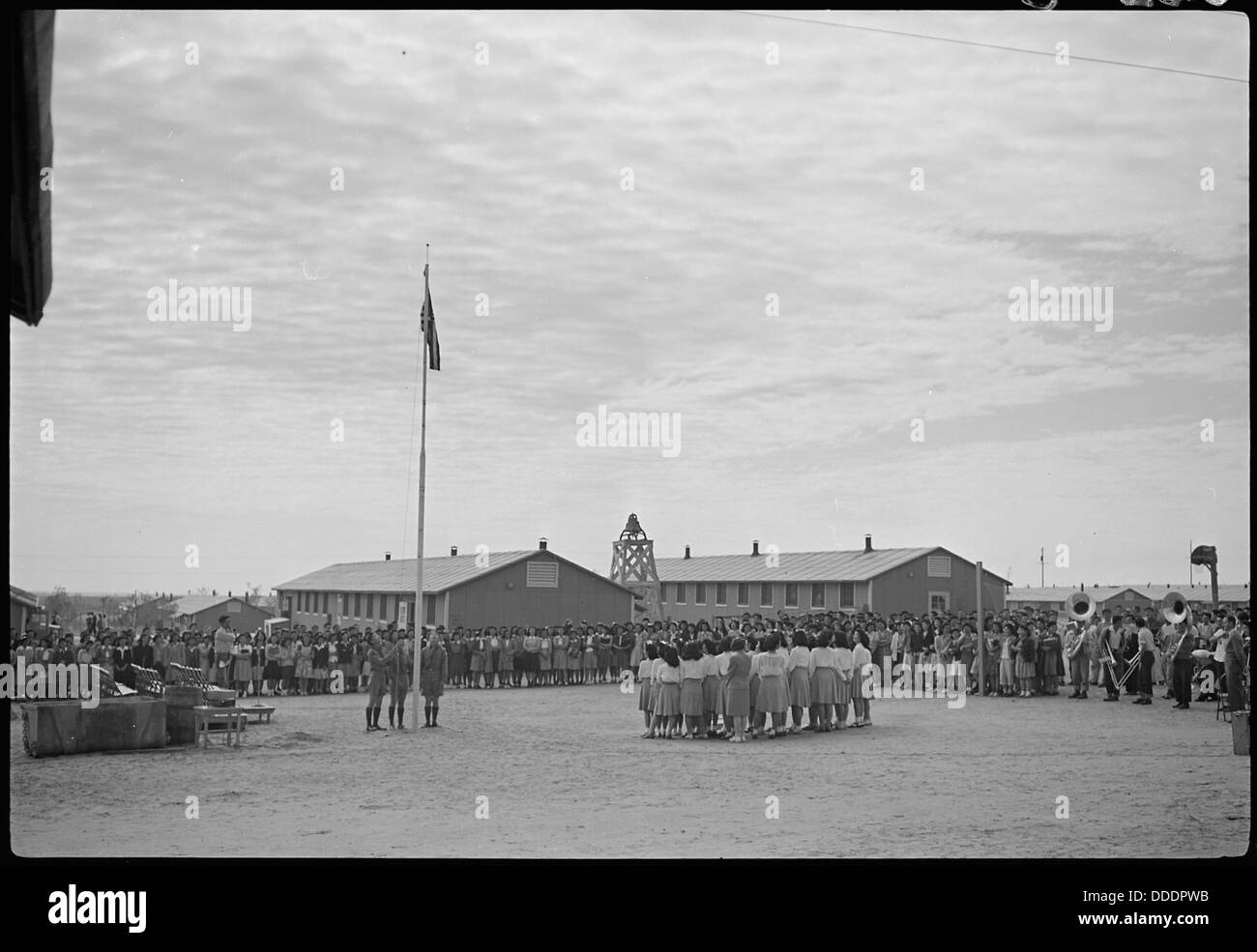 Granada Relocation Center, Amache, Colorado. High school assembly