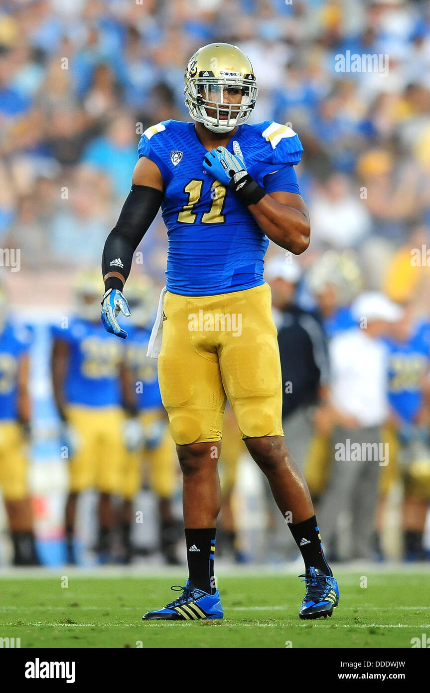 August 31, 2013 Pasadena, CA.UCLA Bruins linebacker Anthony Barr #11 in  action during the NCAA Football game between the Nevada Wolf Pack and the  UCLA Bruins at the Rose Bowl in Pasadena,