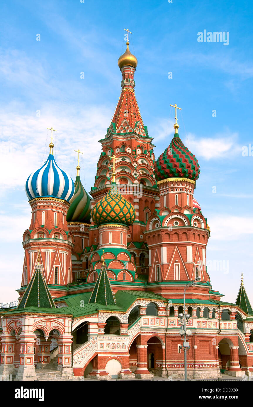 The Cathedral of the Protection of Most Holy Theotokos on the Moat. St Basil's cathedral. Stock Photo