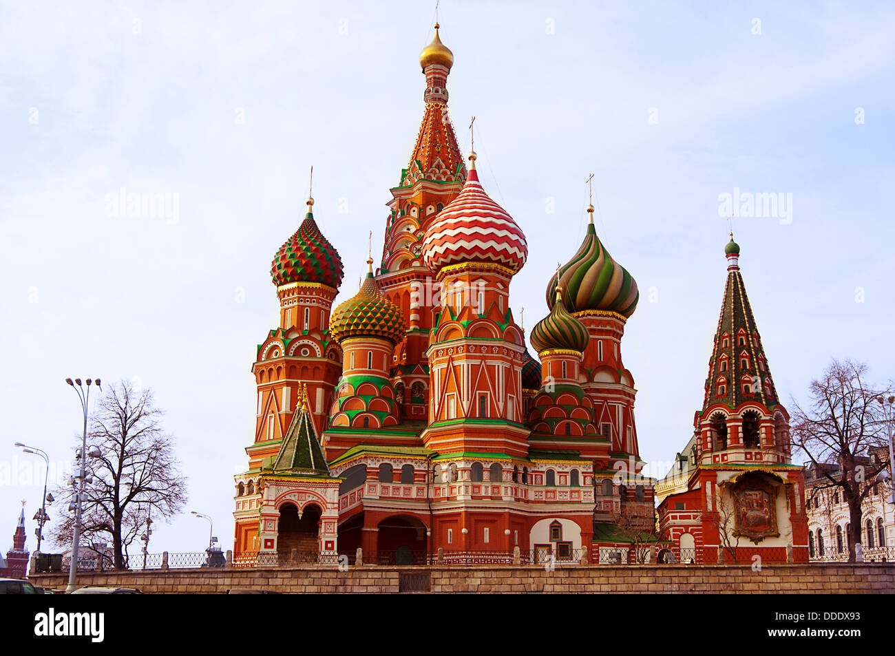 Saint Basil's Cathedral.  The Cathedral of the Protection of Most Holy Theotokos on the Moat. Stock Photo