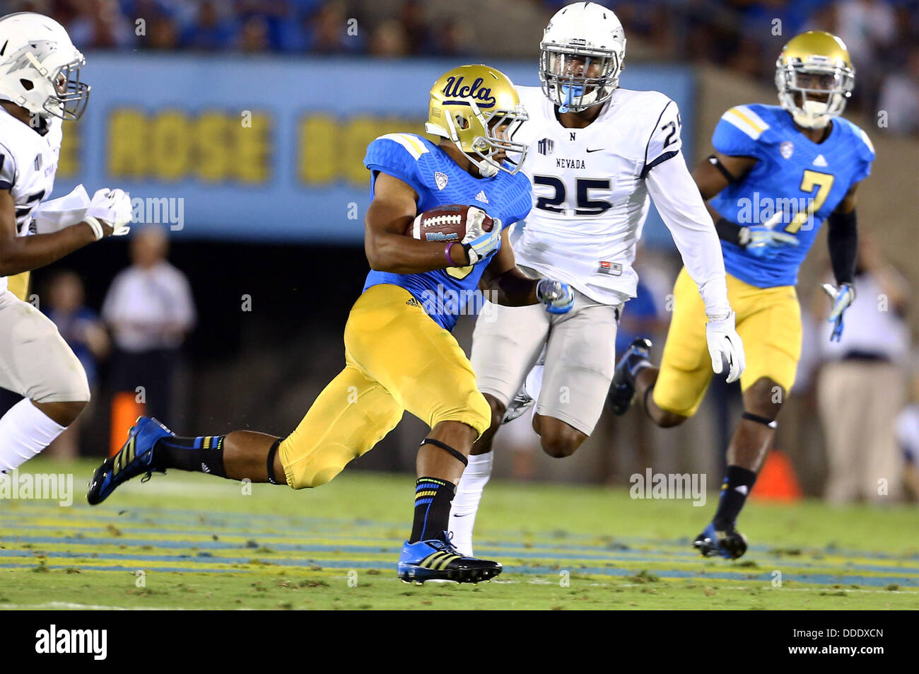 Aug. 31, 2013 - Pasadena, California, United States of America - August 31, 2013 Pasadena, California: UCLA Bruins running back Jordon James (6) runs the ball during the NCAA football game between the Nevada Wolf Pack and the UCLA Bruins at the Rose Bowl on August 31, 2013 in Pasadena, California. Rob Carmell/CSM Stock Photo