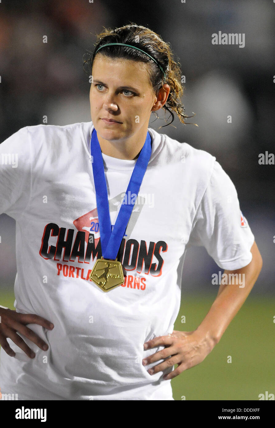 Aug. 31, 2013 - Rochester, NY, United States of America - August 31, 2013: Portland Thorns FC forward Christine Sinclair #12 after the Portland Thorns defeated the Western New York Flash 2-0 in the NWSL final at Sahlen's Stadium in Rochester, NY. Stock Photo