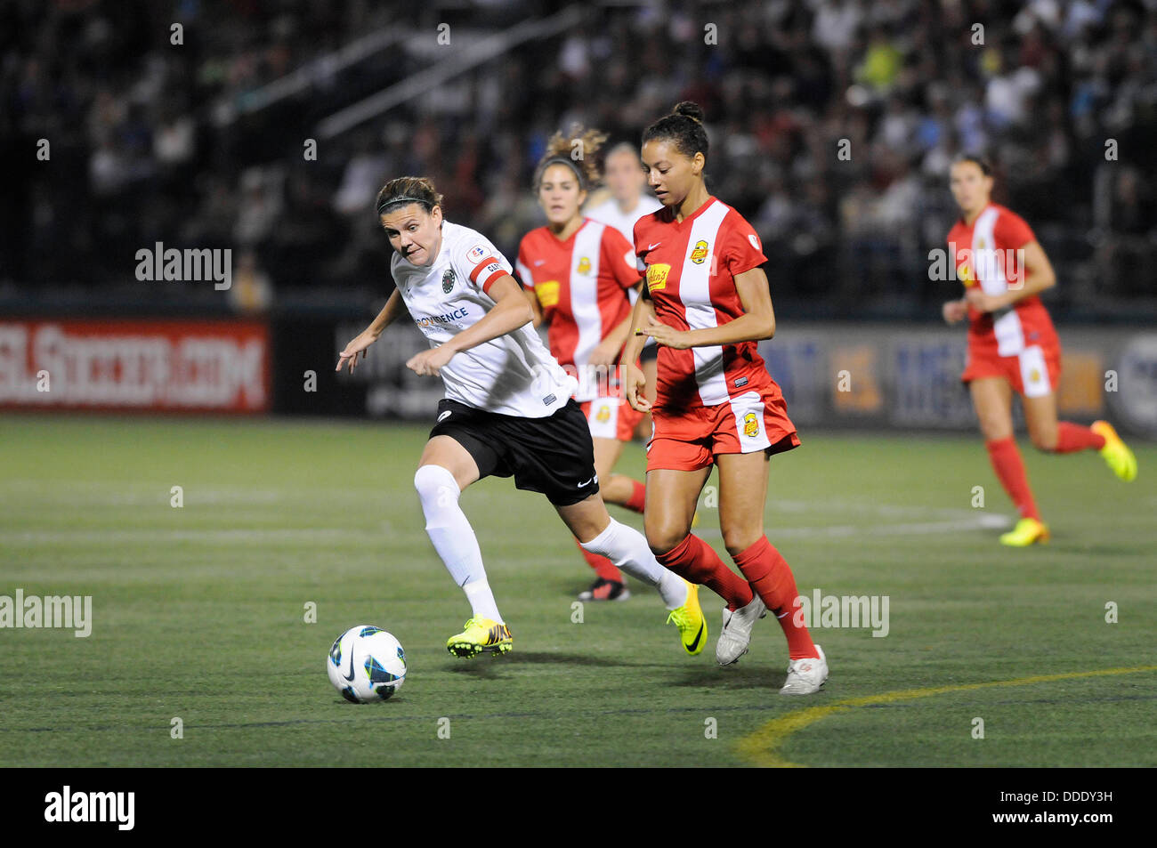 Aug. 31, 2013 - Rochester, NY, United States of America - August 31, 2013: Portland Thorns FC forward Christine Sinclair #12 in action during the first half of play. The Portland Thorns defeated the Western New York Flash 2-0 in the NWSL final at Sahlen's Stadium in Rochester, NY. Stock Photo