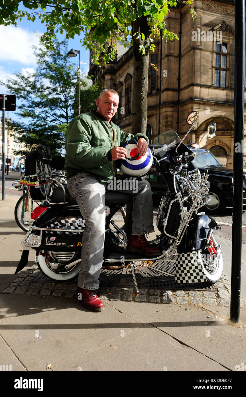 MOD Scooter Rider,Sheffield City Center ,England. Stock Photo
