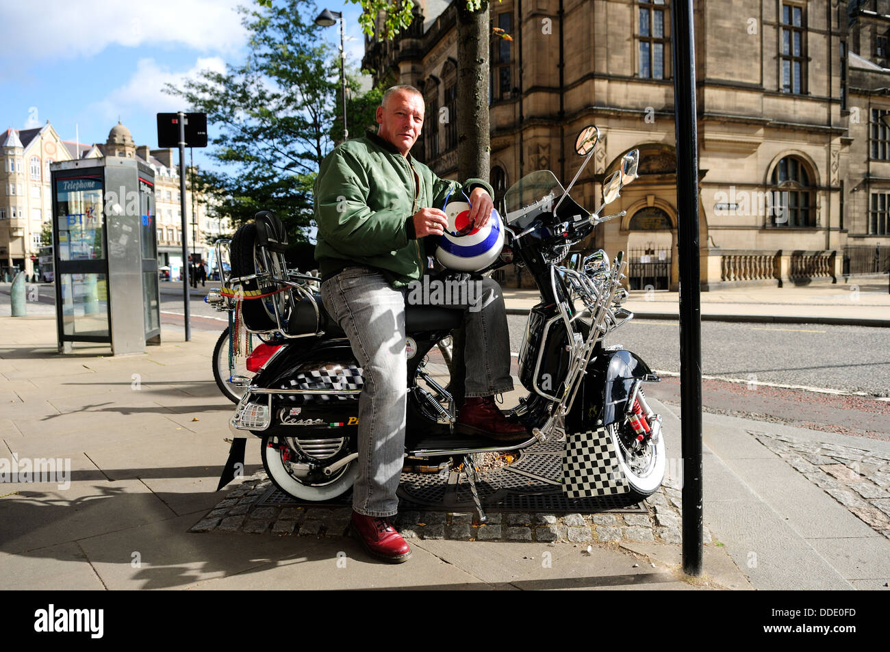 MOD Scooter Rider,Sheffield City Center ,England. Stock Photo