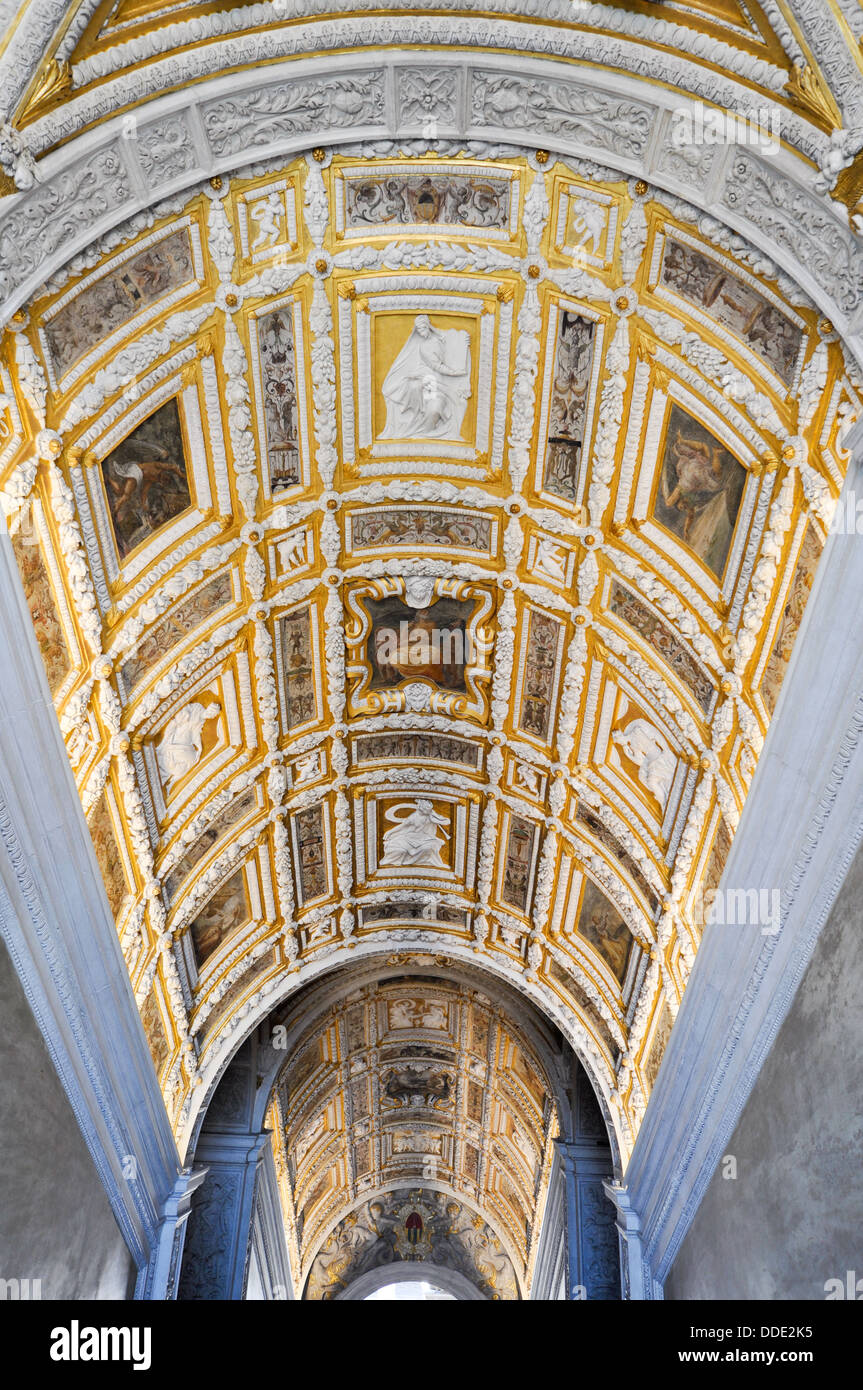 Inside luxury decoration of Doges palace in Venice Italy Stock Photo
