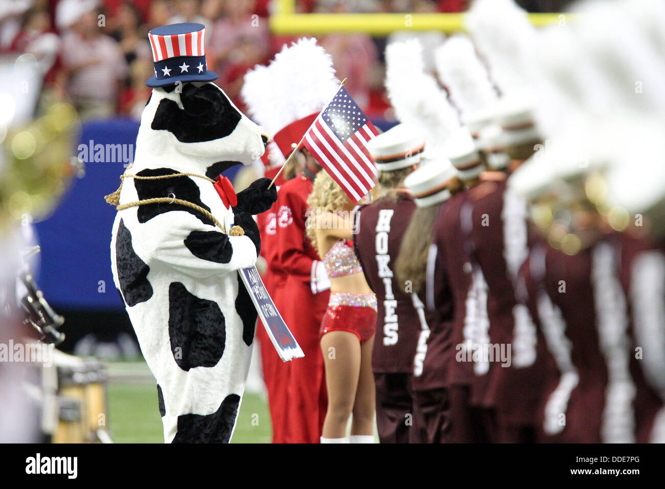 August 31, 2013 The patriotic ChickFilA cow mascot prior to the