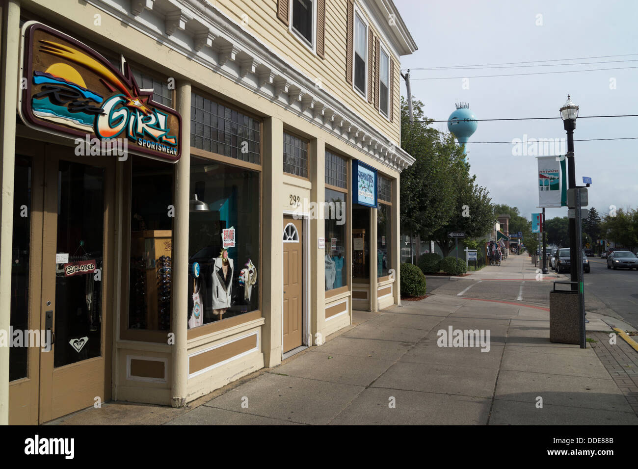 Retail store fronts downtown Pentwater, MI, USA Stock Photo Alamy