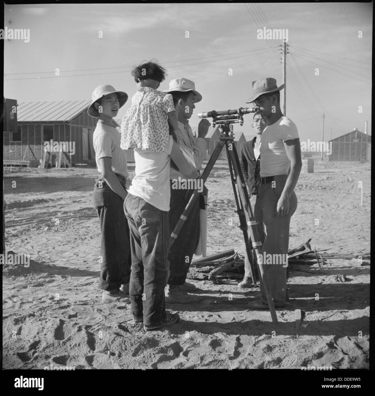 Surveyors Black And White Stock Photos Images Alamy - evacuees of japanese ancestry watch fellow evacuee surveyors at work at this