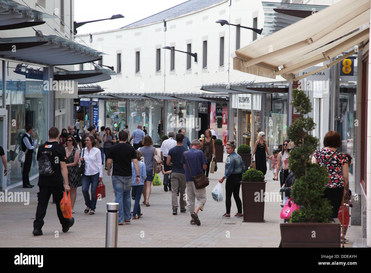 A busy pedestrianized town centre of Maidstone, Kent. Stock Photo