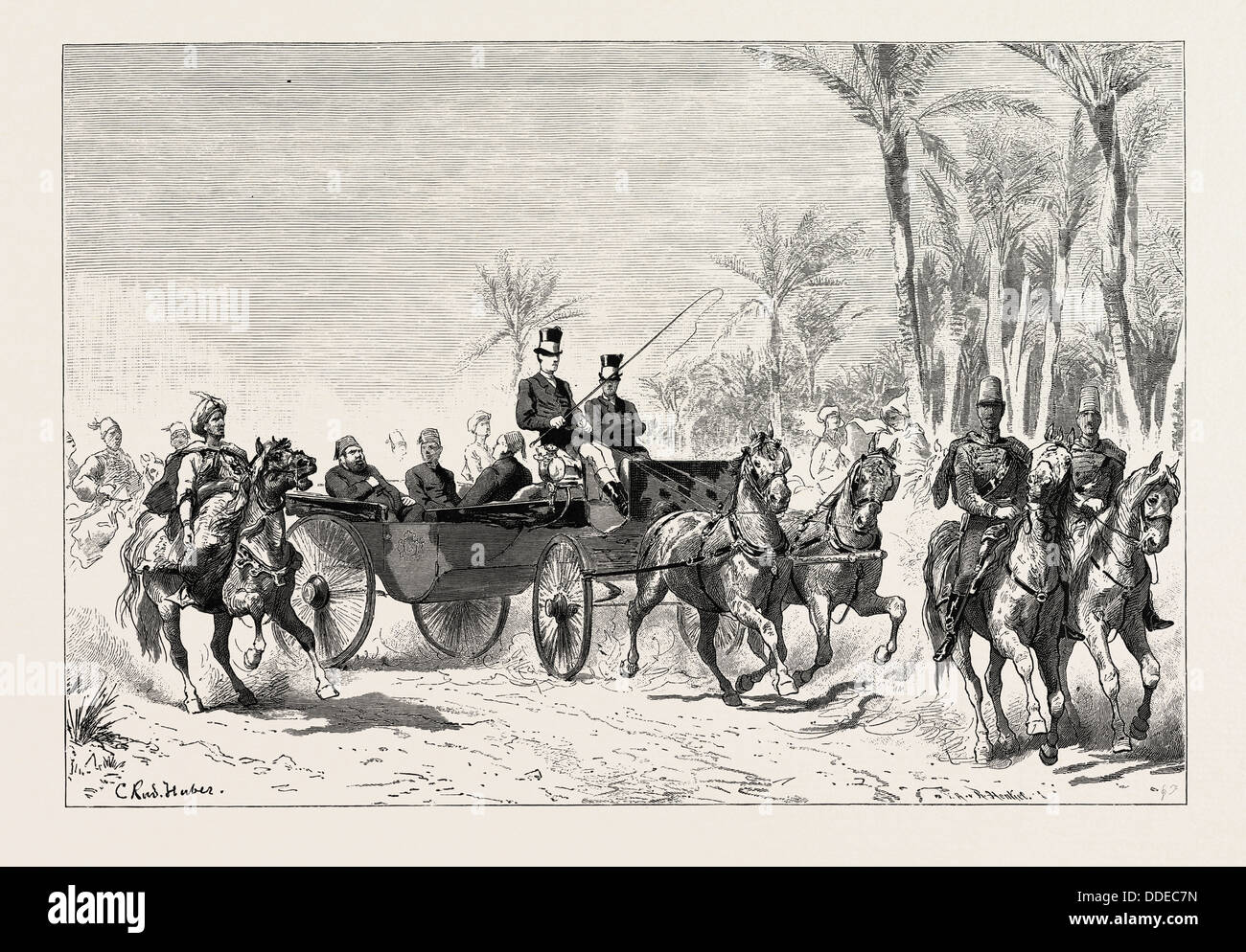 KHEDIVE ISMAIL'S C0UNTRY DRIVE. Egypt, engraving 1879 Stock Photo Alamy