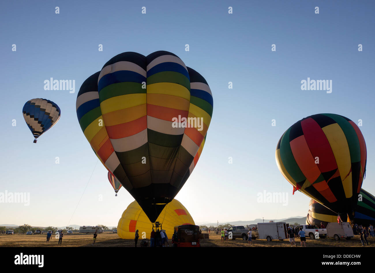 Hot air balloons over far West Texas. Stock Photo