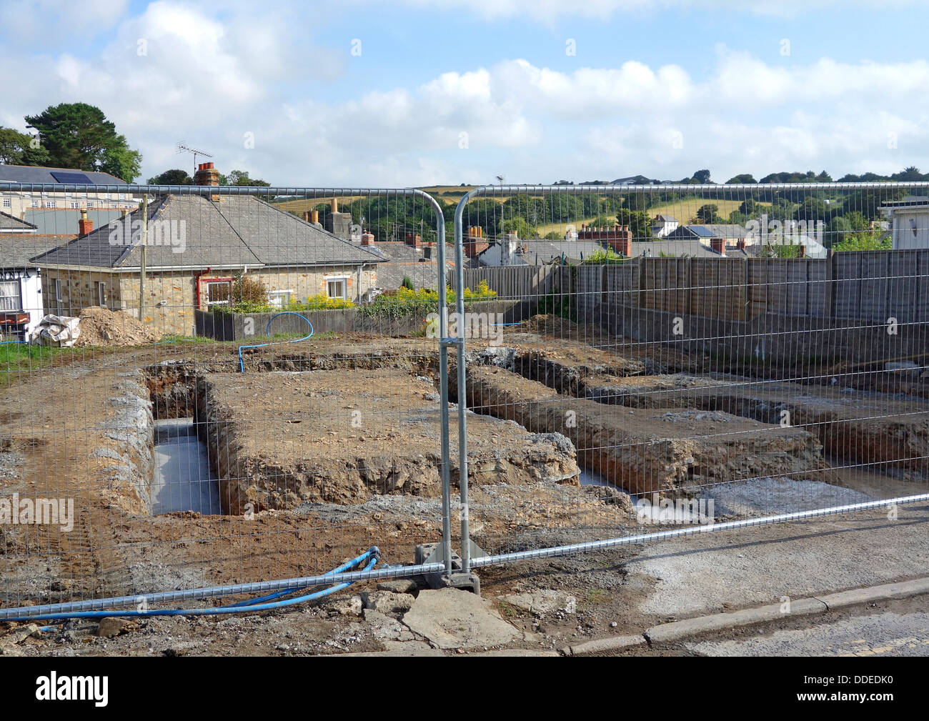 Footings for a new house in a village in Cornwall, UK Stock Photo