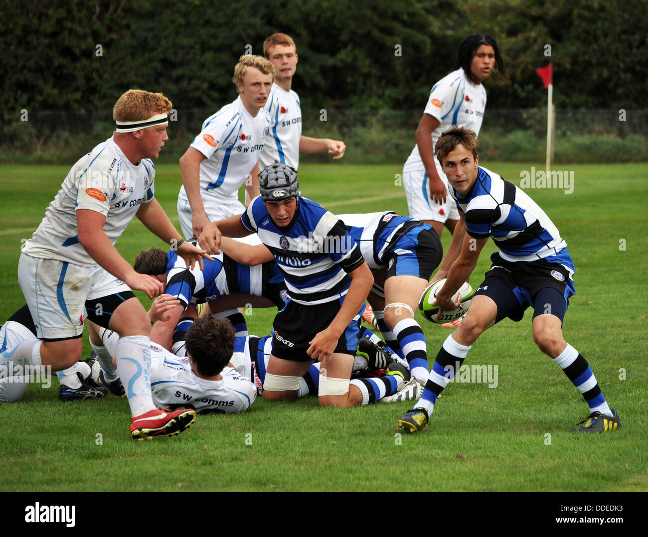 A youth rugby match Stock Photo