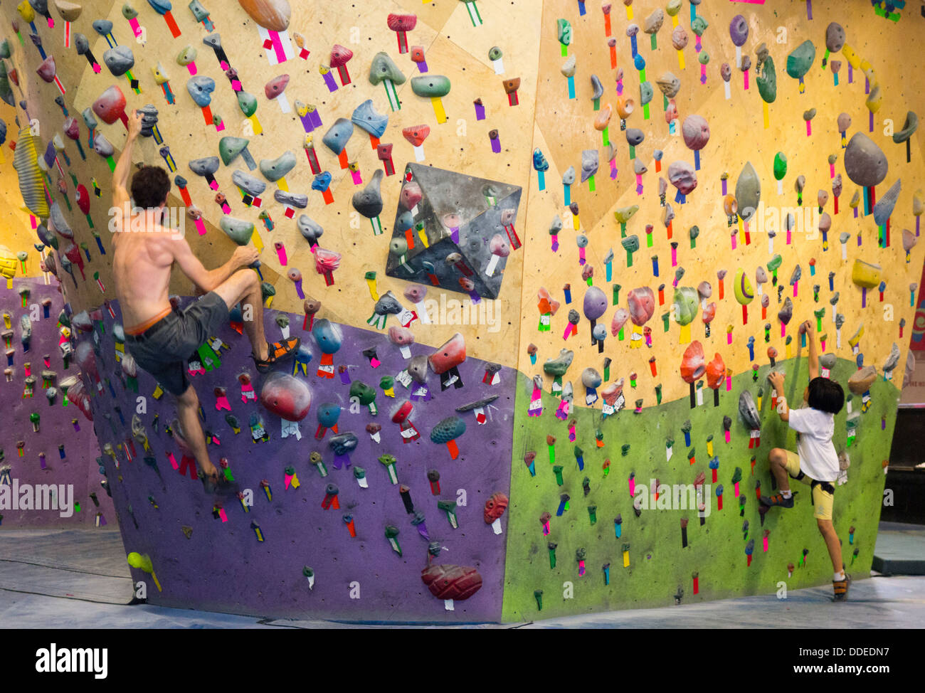 rock climbing at Brooklyn Boulders in NYC Stock Photo Alamy