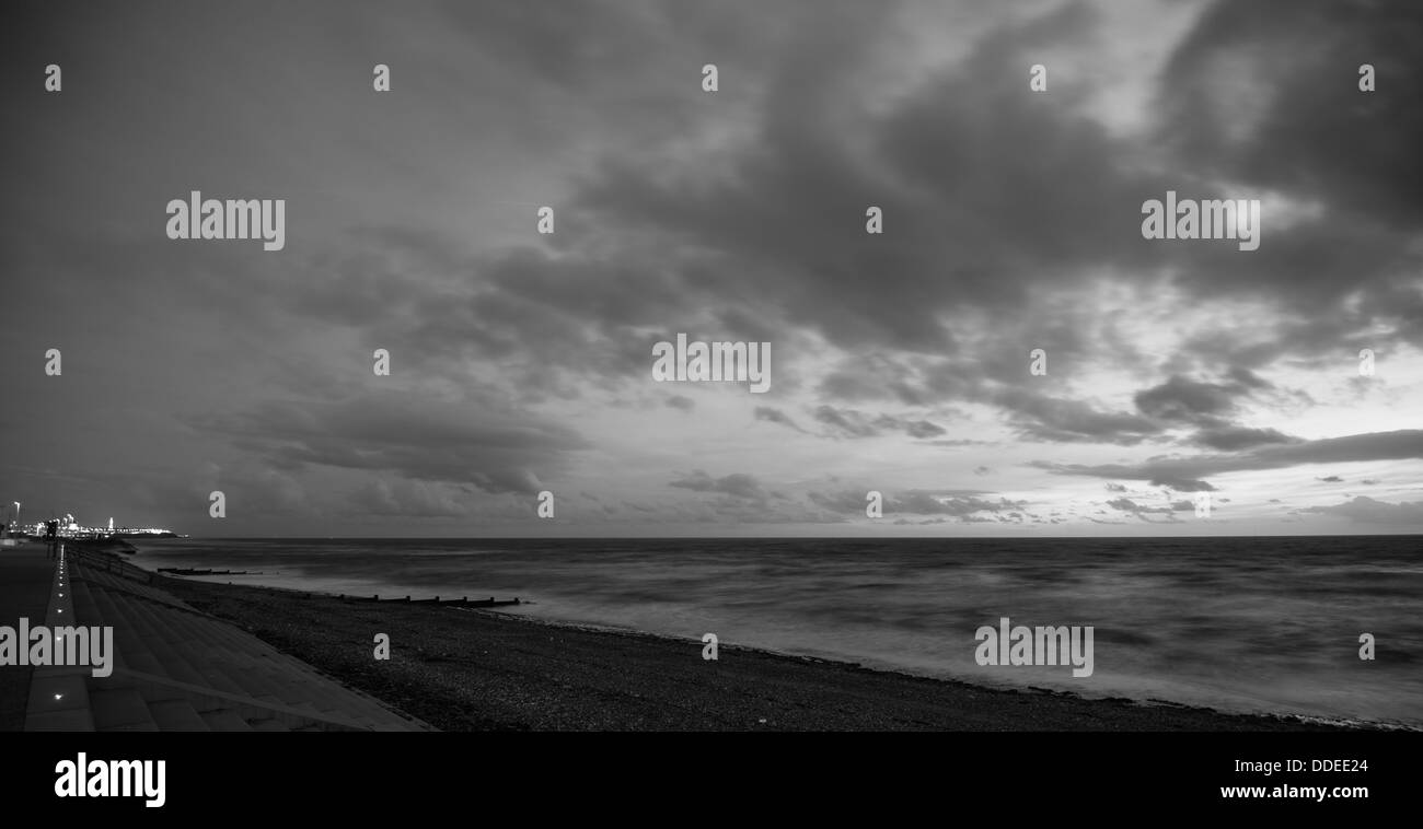 Blackpool Coastline, Black and white Stock Photo