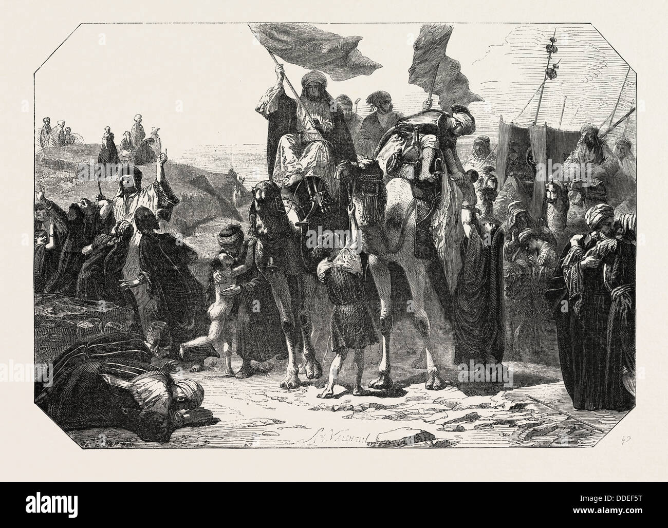 Return from Mecca, drawing by M. Bida. engraving 1855 Stock Photo Alamy