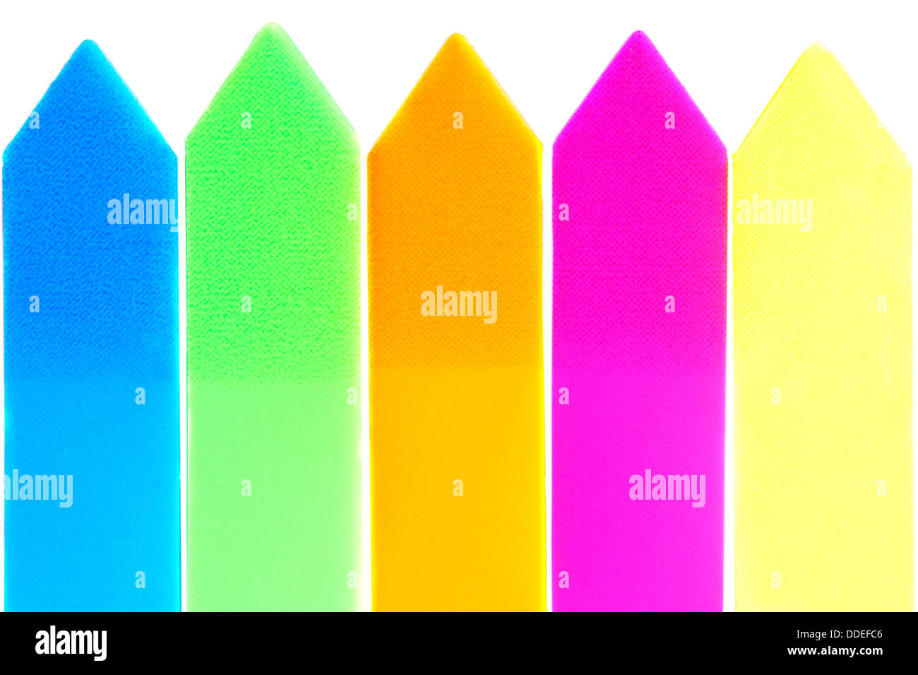 Colorful paper arrow highlighters isolated on white Stock Photo