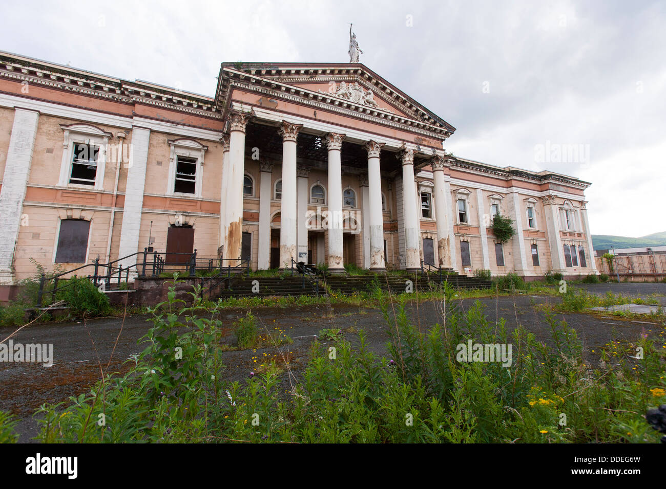 The abandoned Crumlin road courthouse in West Belfast is protected by