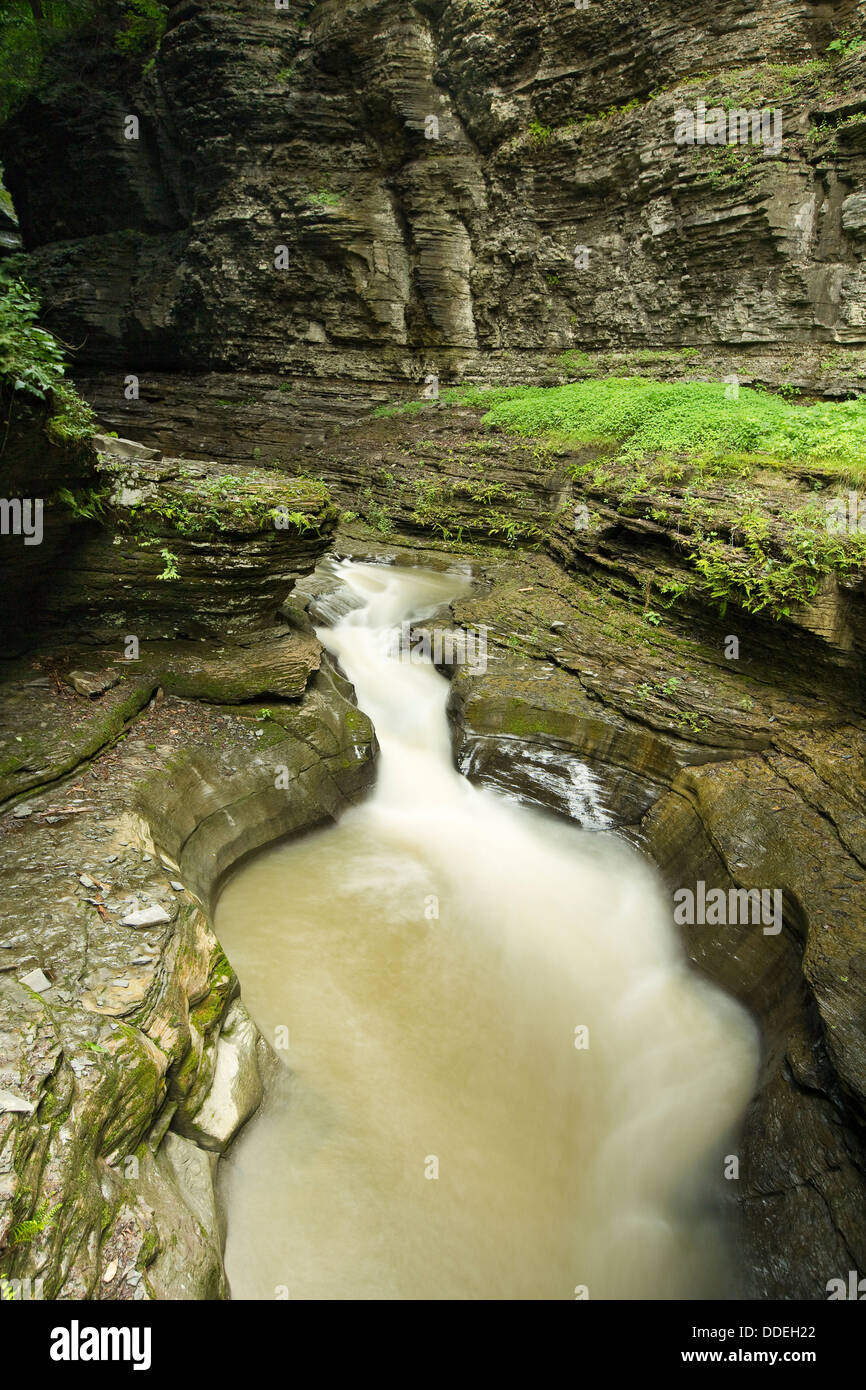 Waterfalls at Watkins Glen (long exposure photography) Stock Photo