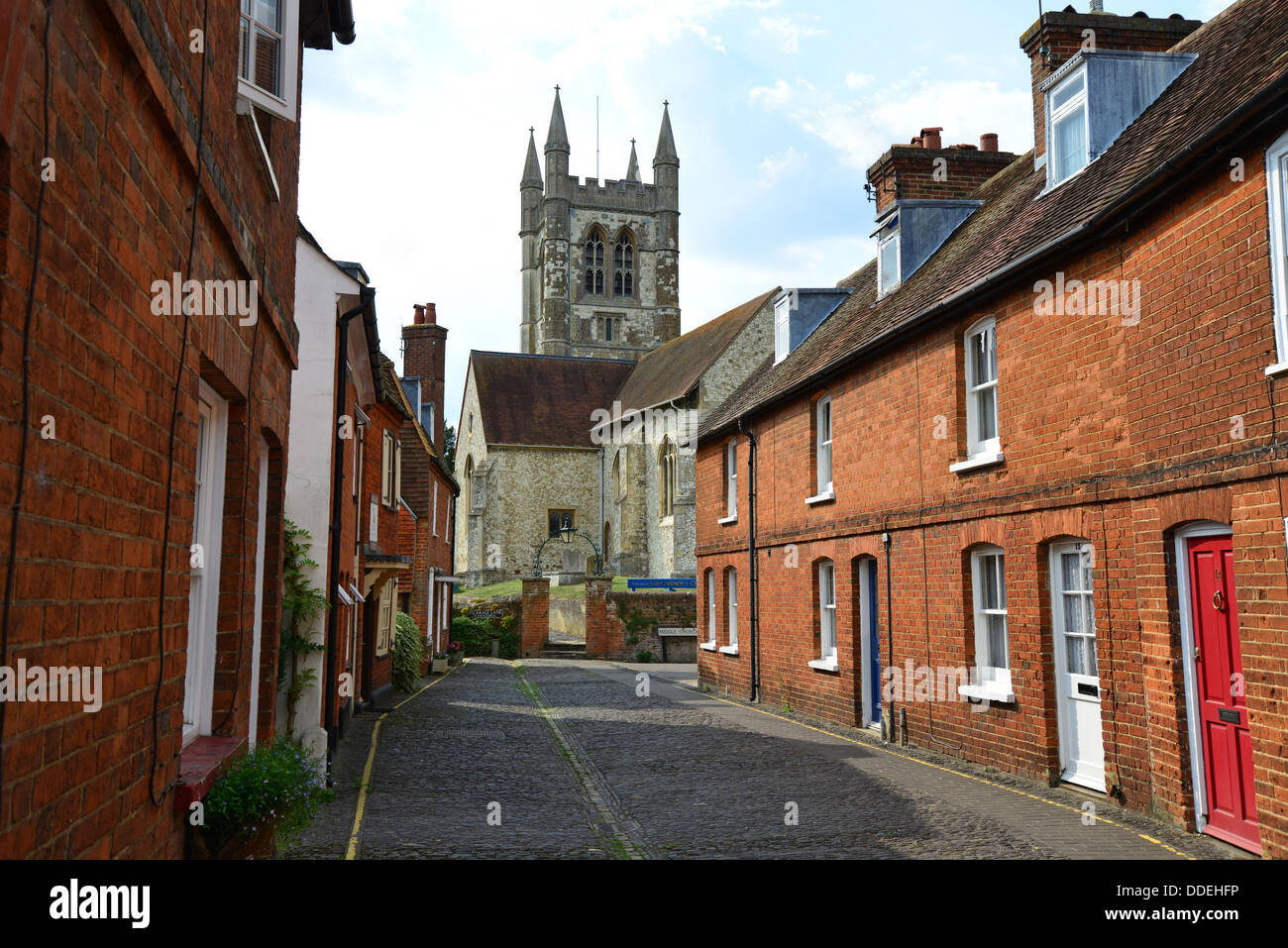 Terraced houses and Parish Church of St Andrews, Lower Church Lane