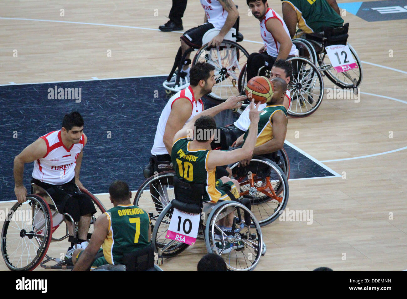 Wheelchair basketball athletes at London 2012 South Africa v Turkey