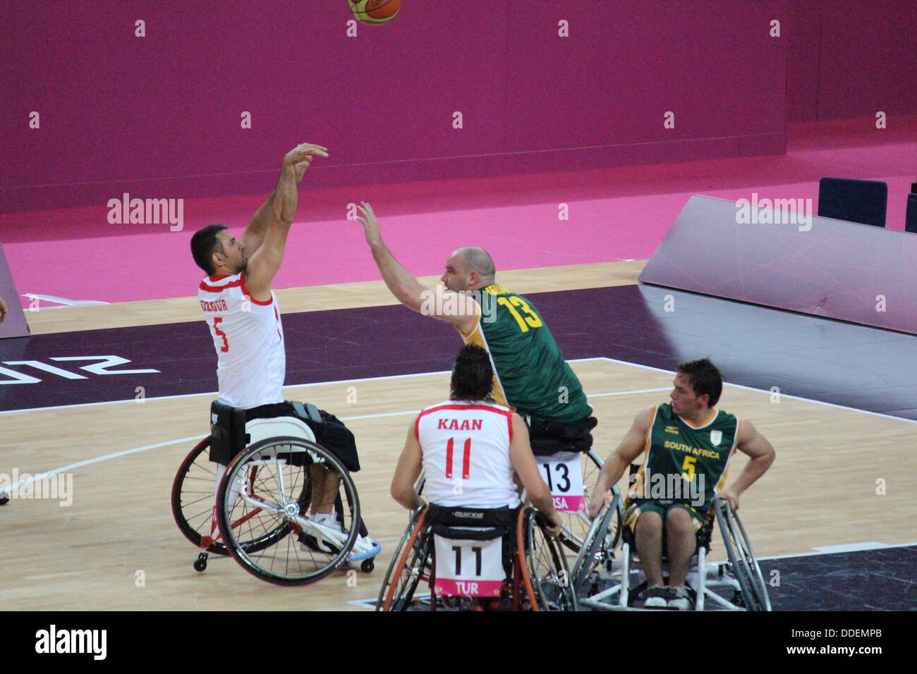 Wheelchair basketball athletes at London 2012 South Africa v Turkey