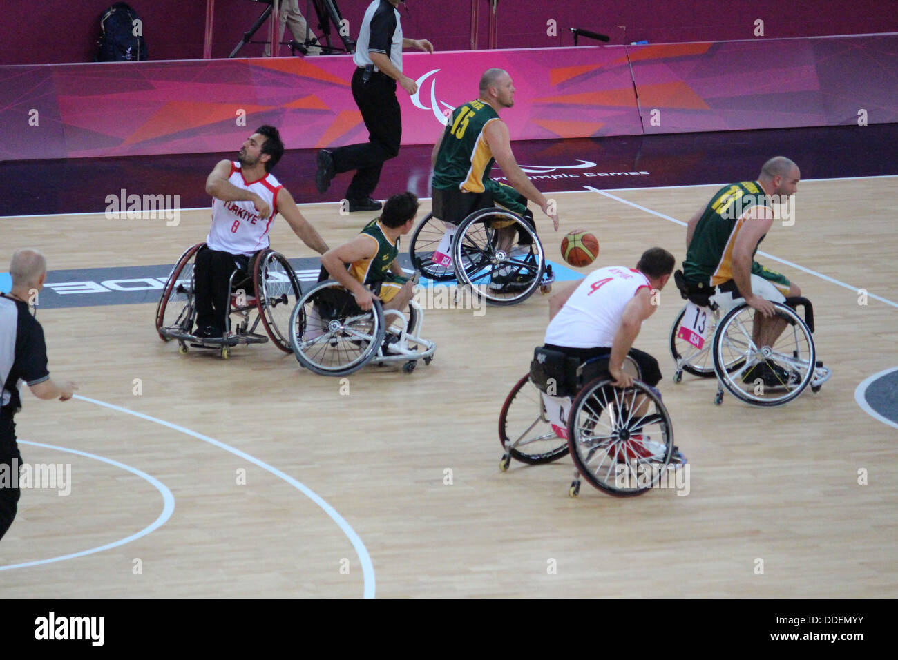 Wheelchair basketball athletes at London 2012 South Africa v Turkey