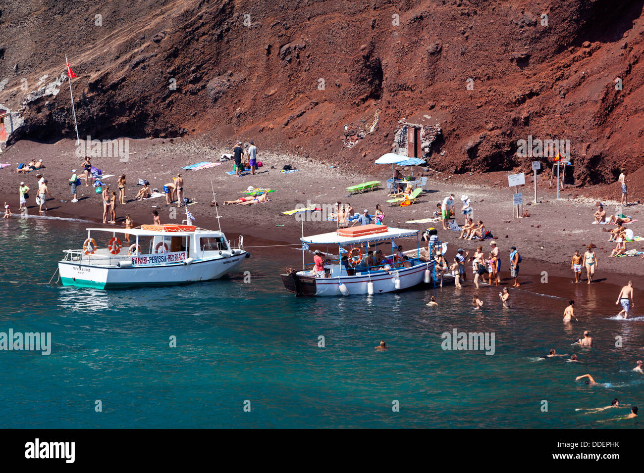 Red Beach in Santorini, Greece. Stock Photo