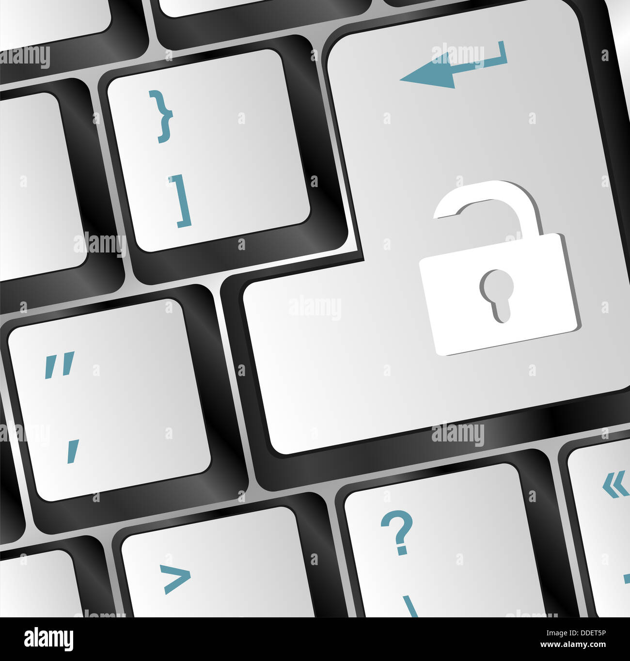 Open lock button on the keyboard, access concept Stock Photo Alamy