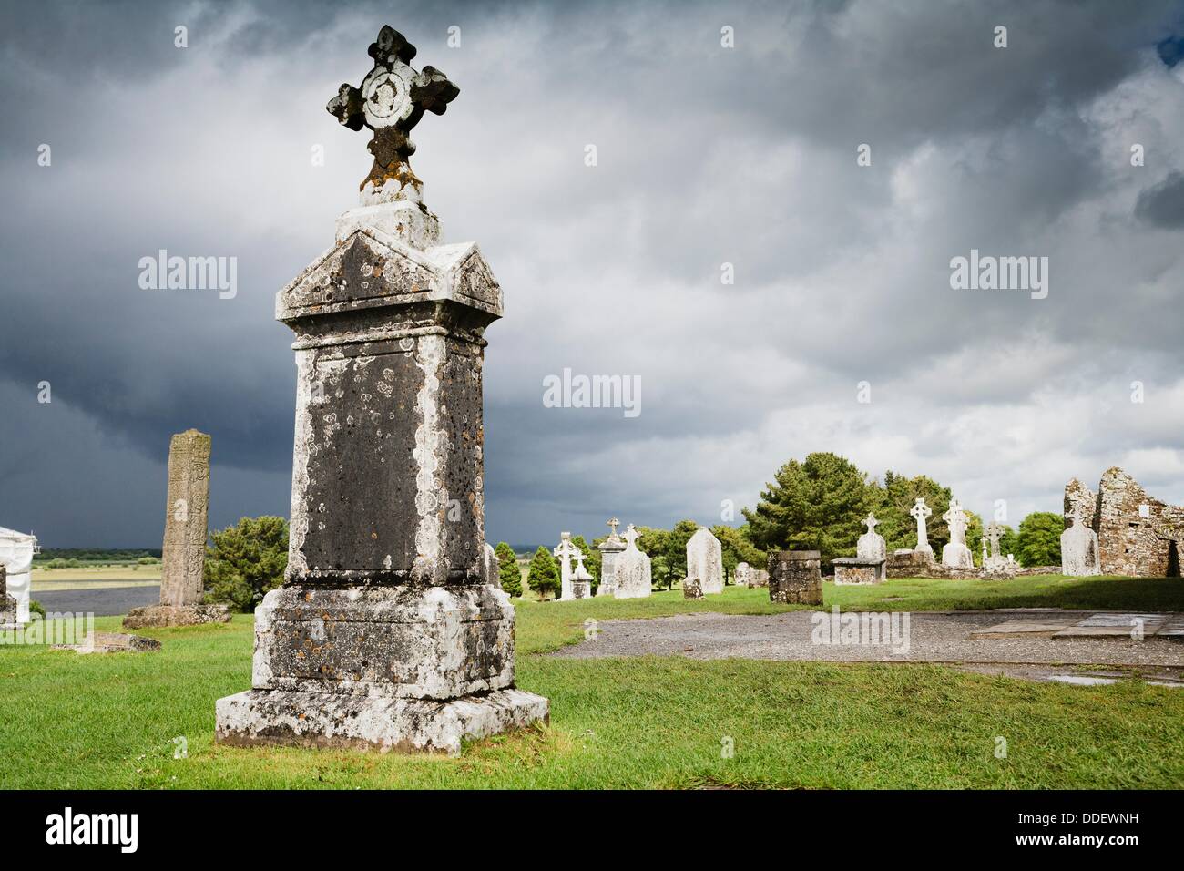 Graveyard at Clonmacnoise, County Offaly, Ireland, Europe Stock Photo