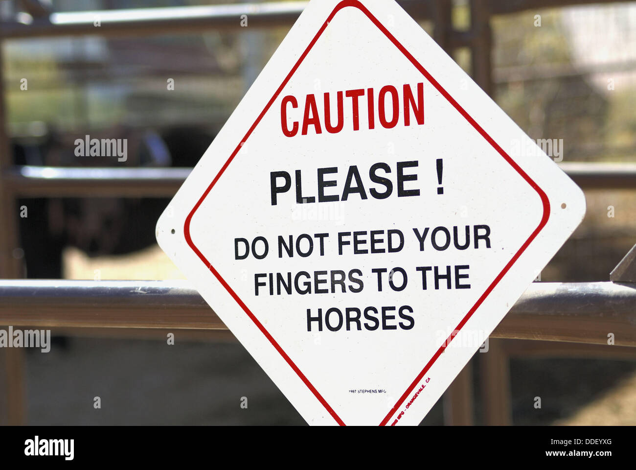 Dont Feed Horses caution sign Stock Photo Alamy