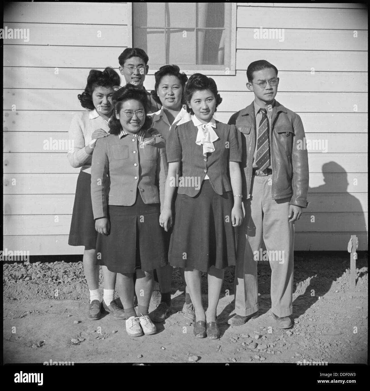 Poston, Arizona. Front row, Hideko Kimoto, Marianne Nosui, Aki Sakuma, Tadako Yoshwaru, George Fuj . . . 536627 Stock Photo