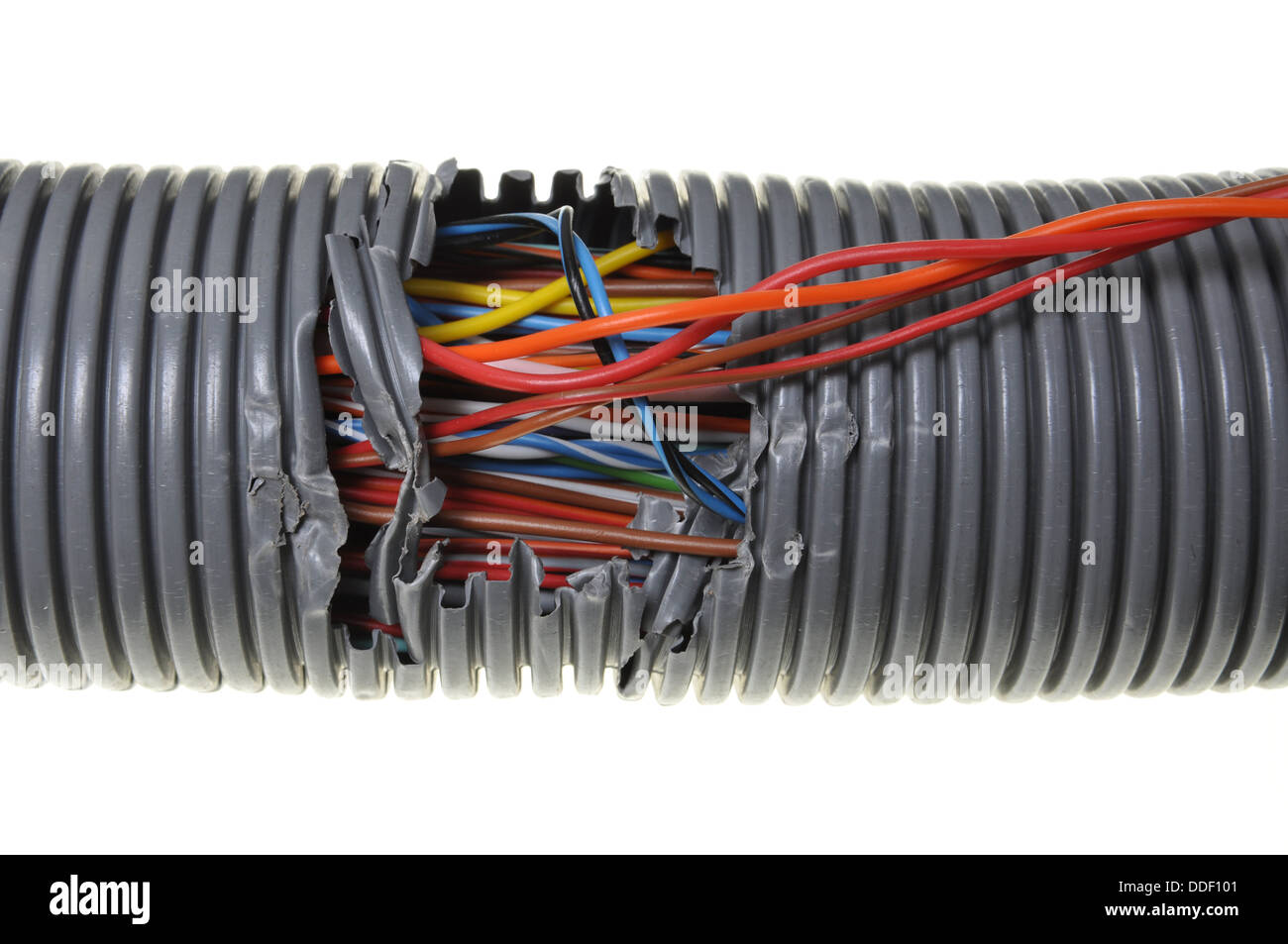 Damage to the computer network and power supply Stock Photo Alamy