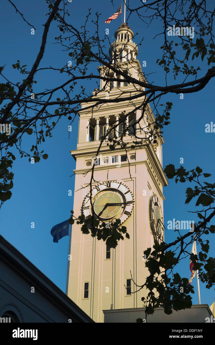 The Clock Tower at the San Francisco Ferry Terminal in the Embarcadero in San Francisco, California. Stock Photo