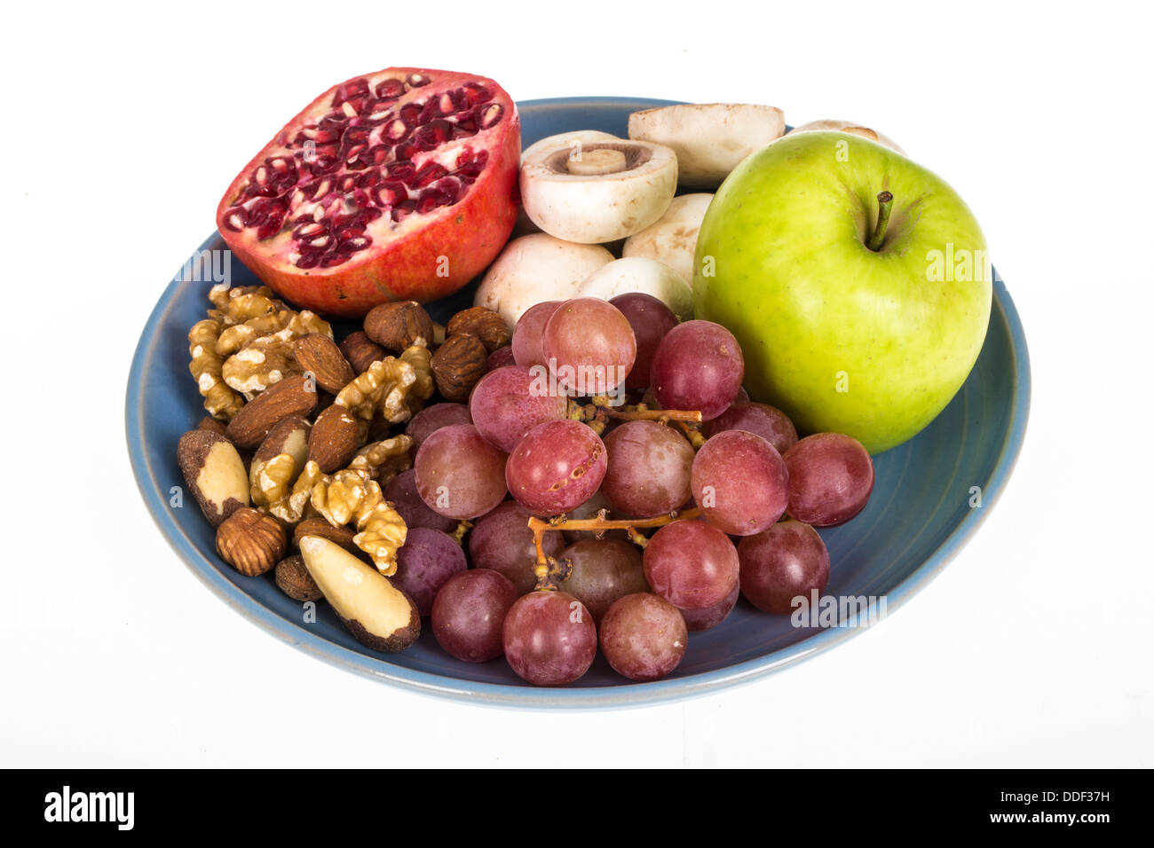 Mixed Plate of Fresh Fruit and Vegetables For a Healthy Low Fat Diet Stock Photo