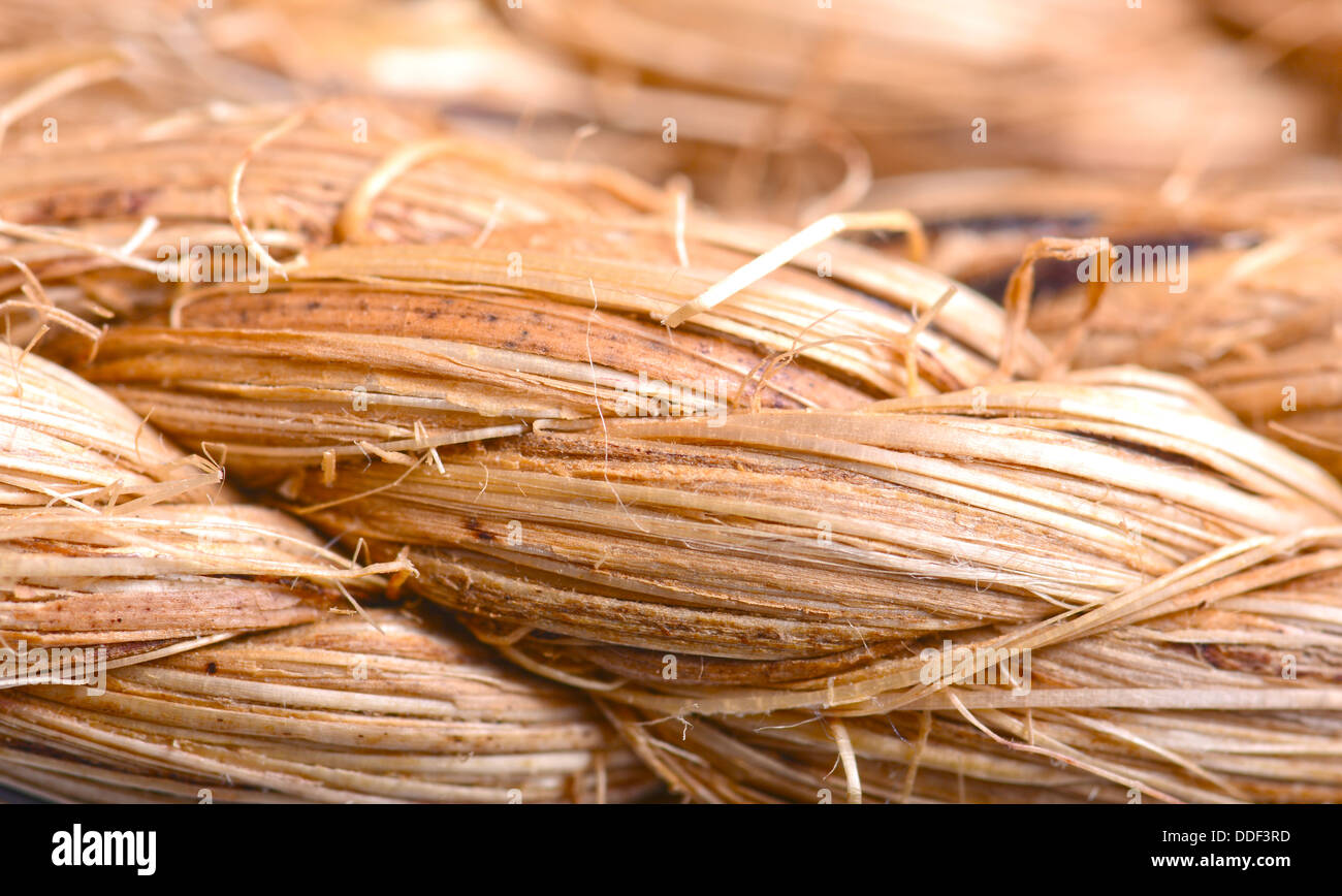 Macro shot of a natural fibers rope Stock Photo