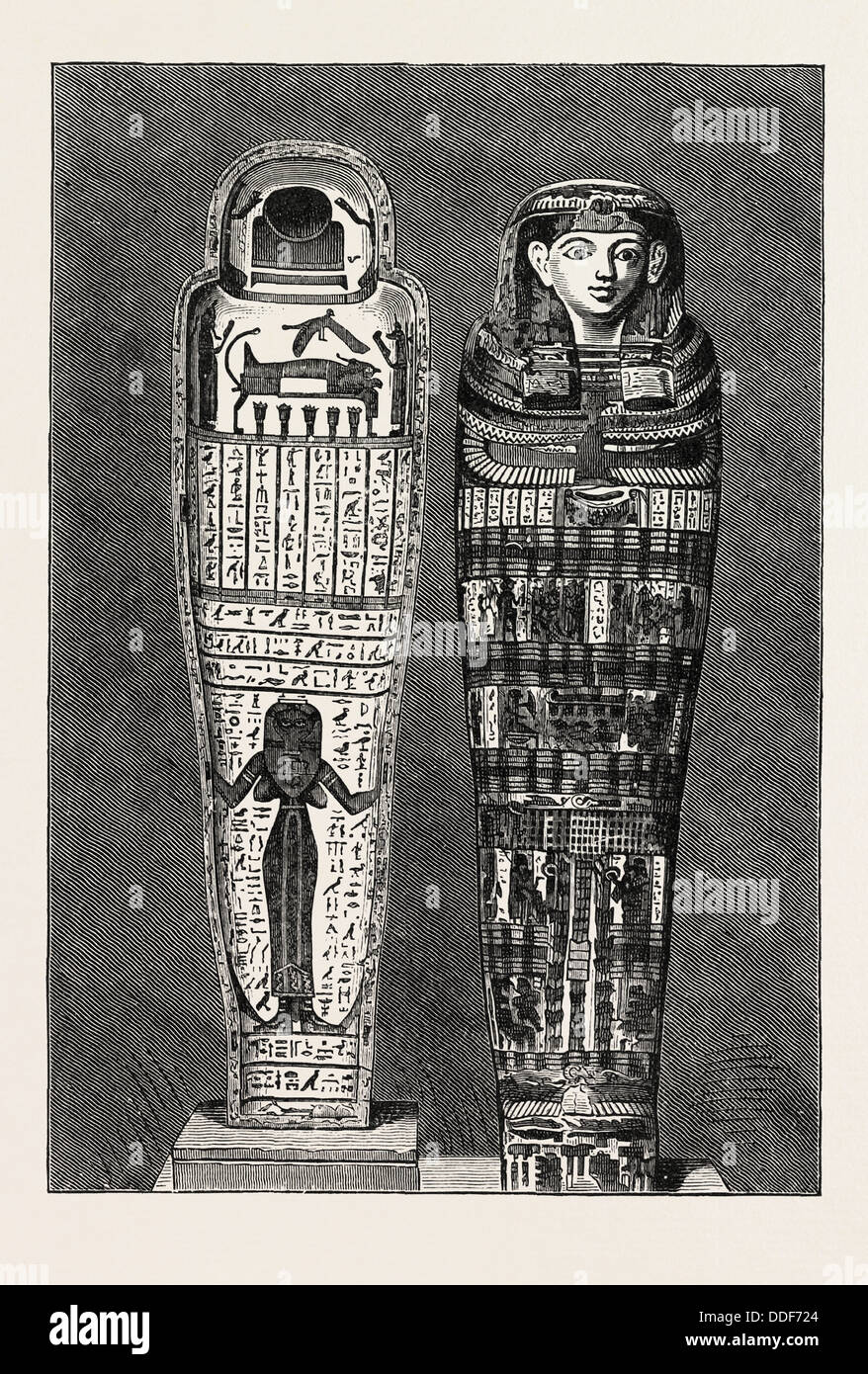 MUMMY CASE.  Egypt, engraving 1879 Stock Photo