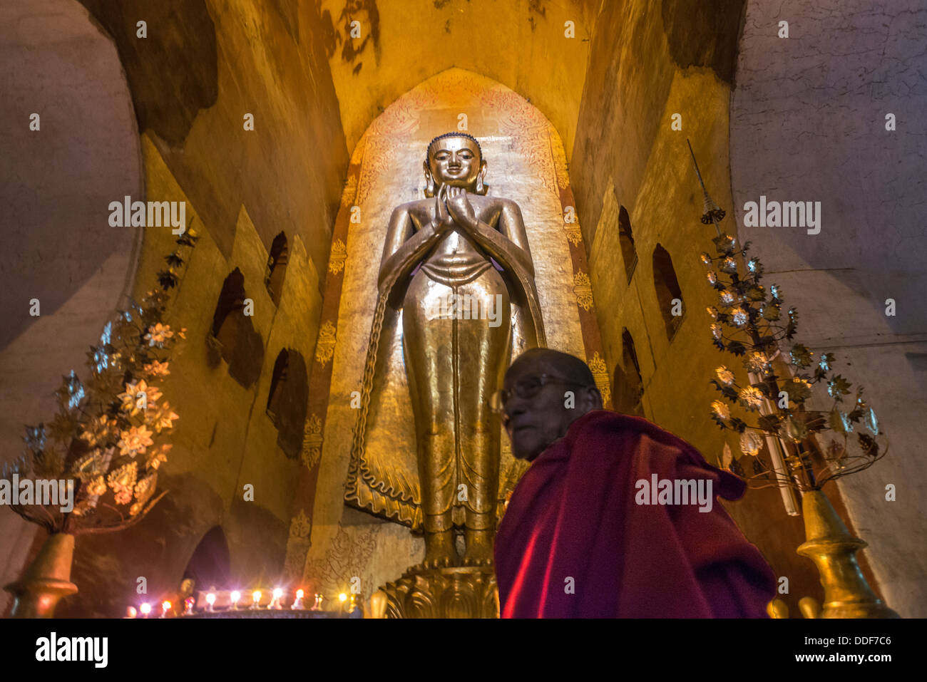 Standing Buddha Kassapa in The Ananda Temple Bagan Myanmar Stock Photo