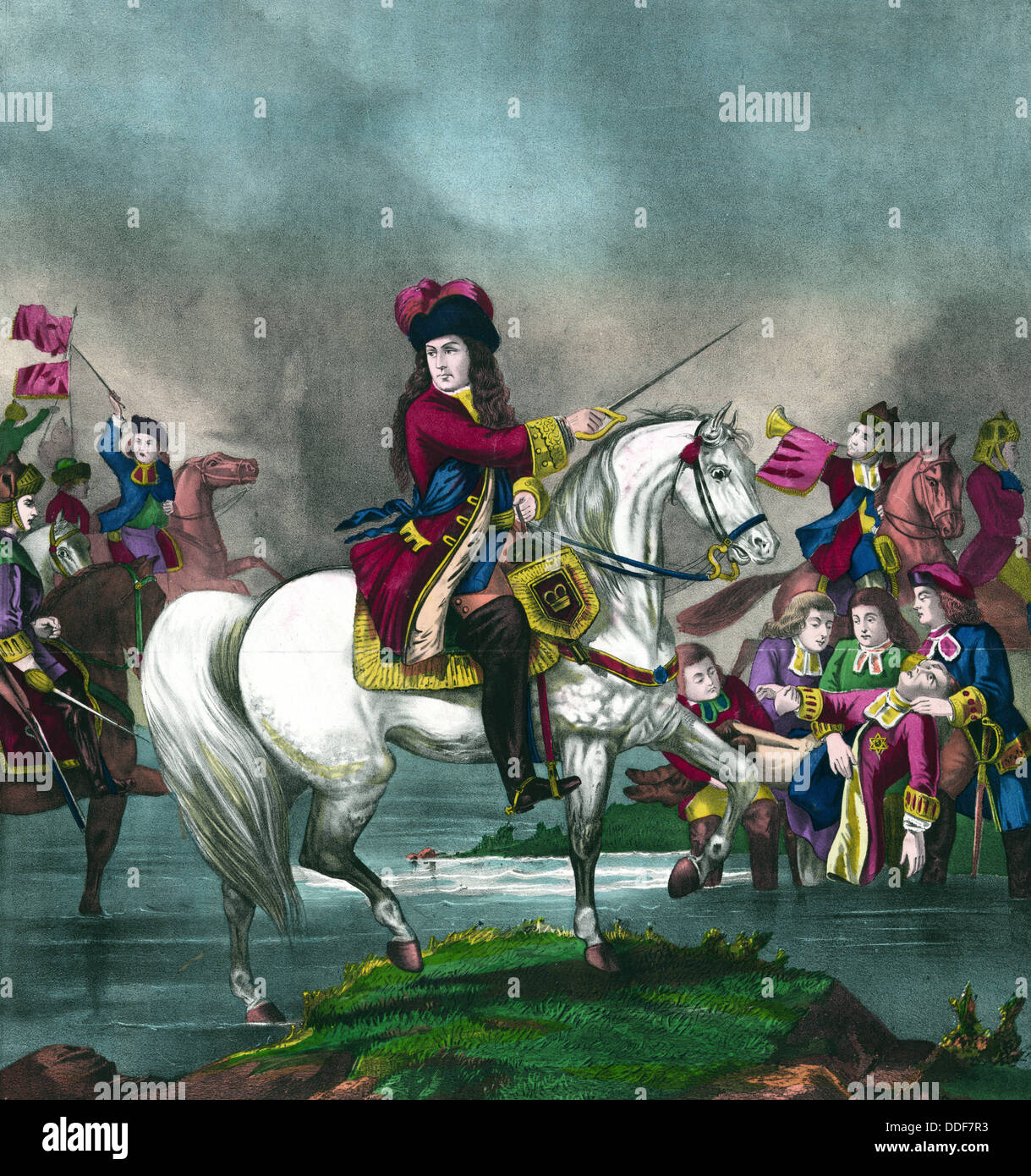 King William III at the battle of the Boyne Stock Photo