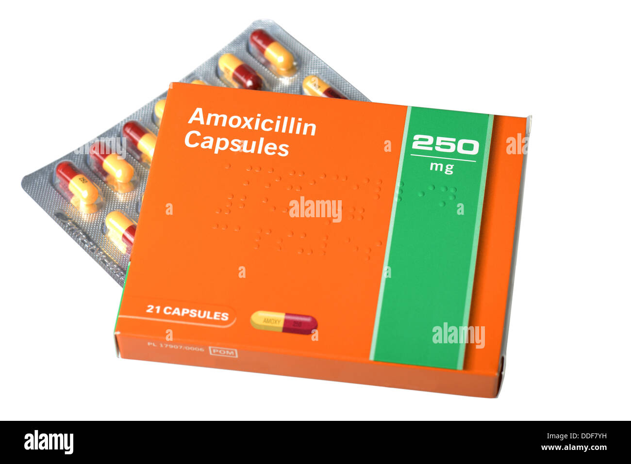 Amoxicillin antibiotic capsules, tablets, pills Stock Photo