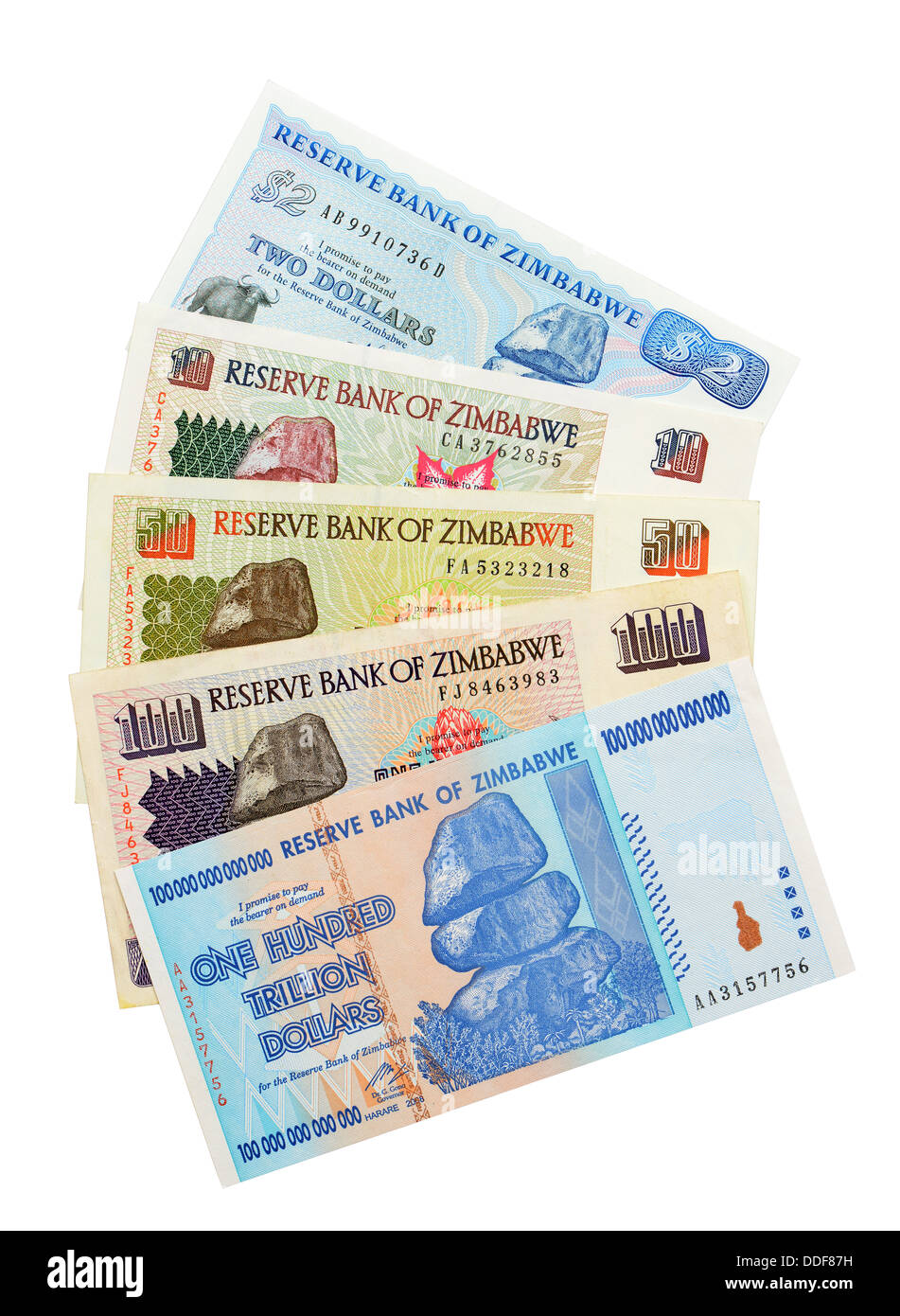 Zimbabwean Money, currency, inflation, Zimbabwe Stock Photo
